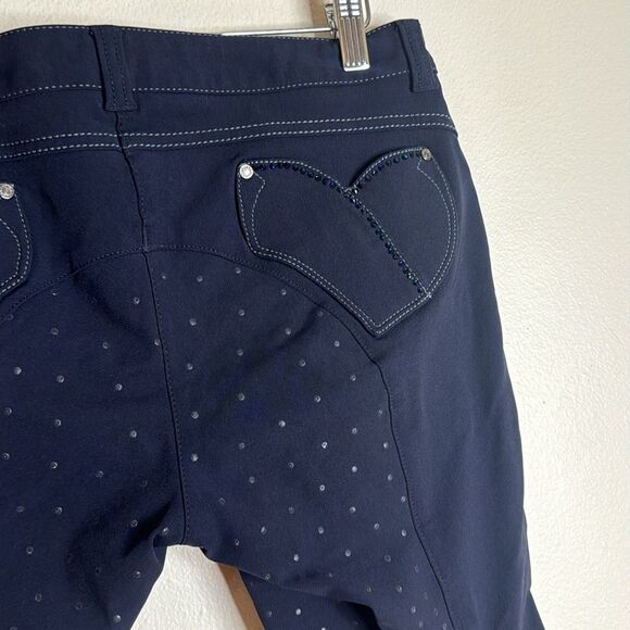 Animo Donna women’s navy blue equestrian riding breeches IT40 bedazzle size 30 - Picture 13 of 14